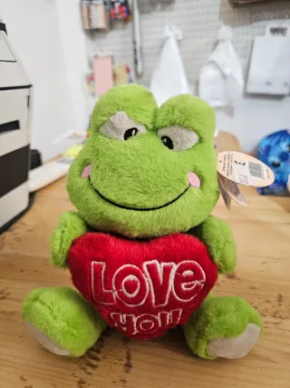 Peluche Rana Verde Cuore Rosso Love You