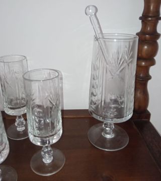4 Bicchieri Vintage in Cristallo con Miscelatore -
