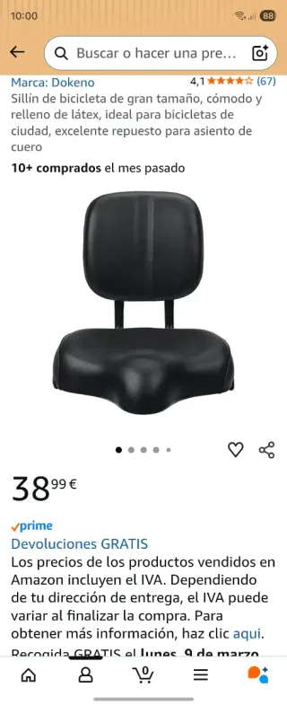 Sillín de bicicleta Dokeno grande