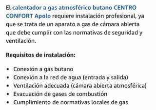 Calentador Gas Butano CENTRO APOLO
