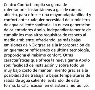 Calentador Gas Butano CENTRO APOLO