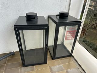 2 Faroles Negro Terraza/Jardín