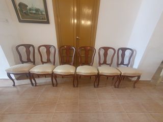 Juego 6 Sillas Madera Tapizadas Beige