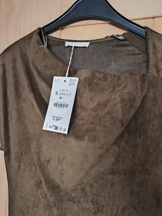 Vestido Zara efecto ante marrón talla S