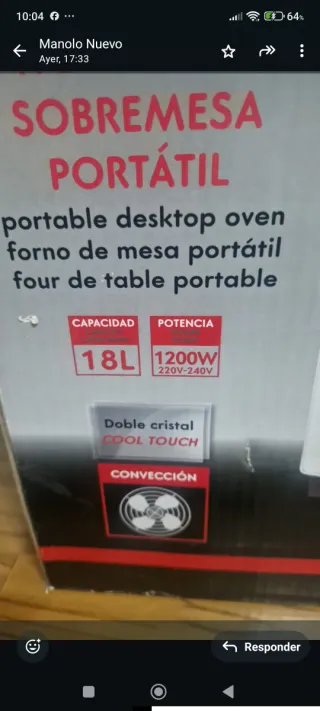 Horno Eléctrico INFINITON 18L Nuevo