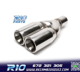 COLA ESCAPE DOBLE REDONDA GRANDE ACERO INOX