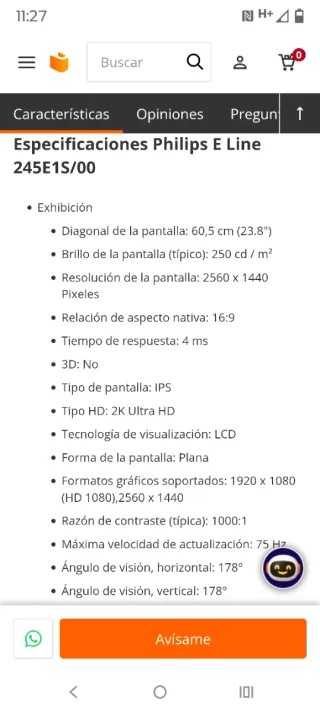 Monitor Philips 245E1S/00 23.8 LED IPS Quad