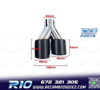 COLAS ESCAPE SALIDA DOBLE UNIVERSAL 2x 89MM ACERO INOX NEGRO