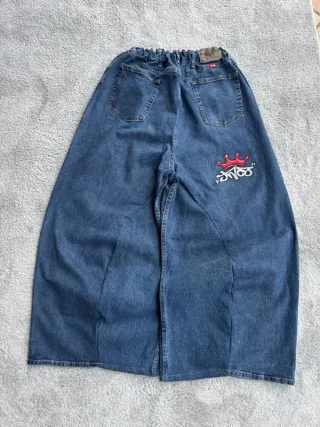Pantalone Baggy JNCO Style Wide Leg Y2K Ricamato