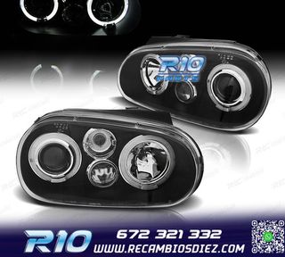 FAROS VOLKSWAGEN VW GOLF 4 OJOS ANGEL LED LOOK R32 FONDO NEG