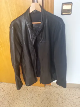 Cazadora Piel Massimo Dutti Negra Talla M