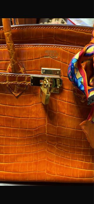 Bolso Hermès Naranja Cocodrilo