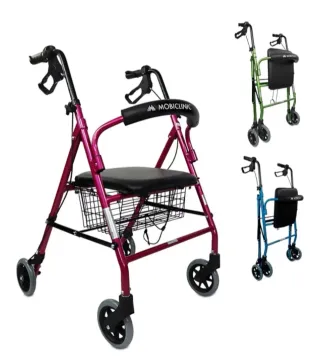 Andador 4 ruedas con asiento y cesta