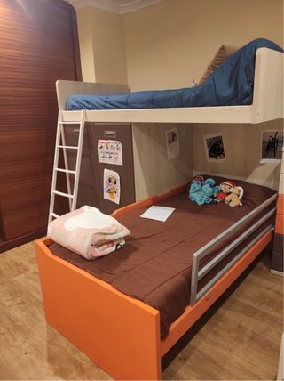 Cama Nido Completa Naranja, beis y marrón