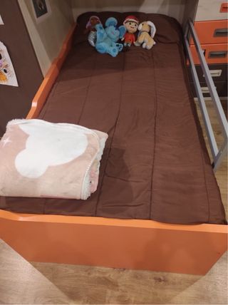 Cama Nido Completa Naranja, beis y marrón