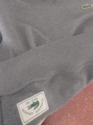 Sudadera Lacoste Gris Algodón Orgánico Talla XXS.