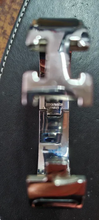 Pulsera Hermès H Negra y Plateada