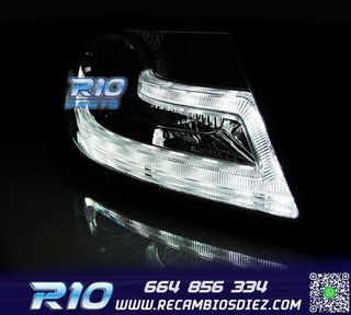 FAROS AUDI A4 B8 07-11 LUZ DIURNA LED DRL FONDO NEGRO