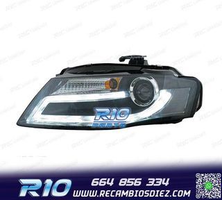 FAROS AUDI A4 B8 07-11 LUZ DIURNA LED DRL FONDO NEGRO