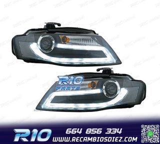 FAROS AUDI A4 B8 07-11 LUZ DIURNA LED DRL FONDO NEGRO