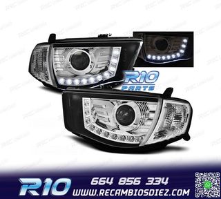 FAROS MITSUBISHI L200 06-10 LUZ DIURNA FONDO CROMO