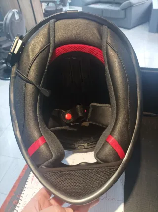 Casco de moto Shoei naranja y negro talla L