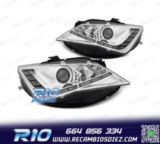 FAROS SEAT IBIZA 6J 12-15 LUZ DIURNA LED FONDO CROMO