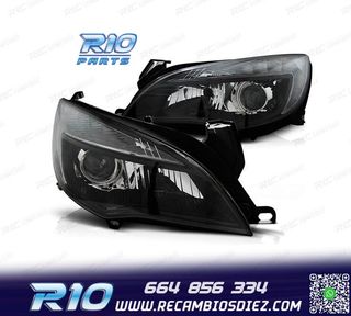 FAROS PARA OPEL ASTRA J 09-15 LUZ DIURNA LED FONDO NEGRO