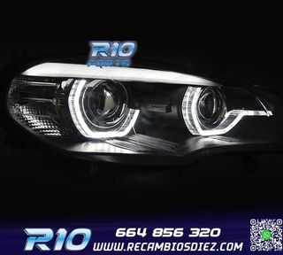 FAROS BMW X5 E70 07-13 OEM XENON OJOS ANGEL 3D LED NEGRO AFS