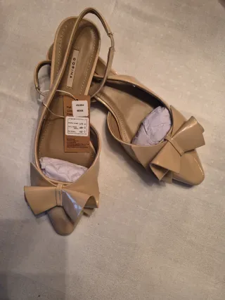 Zapatos Manoletina Beige con Lazo (nuevos)