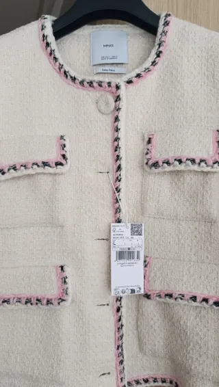 Chaqueta Tweed Mango Beige