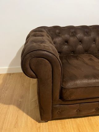 Sofá Chesterfield 3 plazas ante marrón