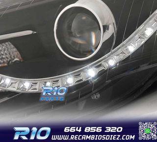 FAROS AUDI A4 B7 LUZ DIURNA LED FONDO NEGRO 04-07
