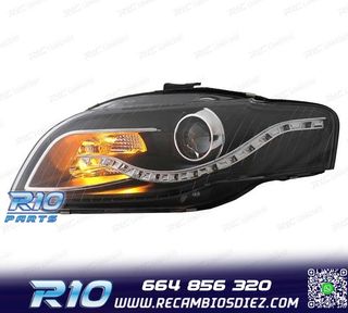 FAROS AUDI A4 B7 LUZ DIURNA LED FONDO NEGRO 04-07