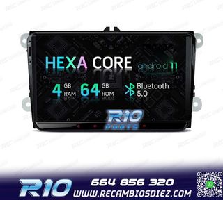 RADIO GPS ANDROID 11 PARA VOLKSWAGEN VW SEAT SKODA HEXA-CORE
