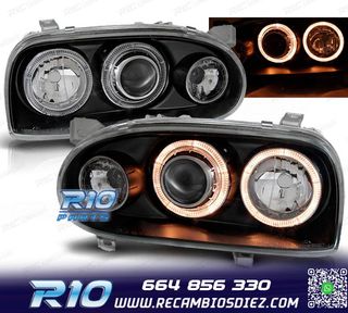 FAROS VOLKSWAGEN VW GOLF 3 OJOS ANGEL NEGROS + INTERMITENTES