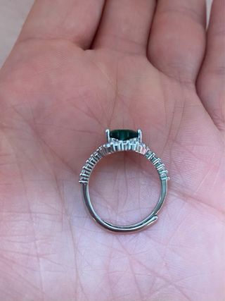 Anillo Corazón Verde Plata
