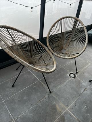 2 Sillas Huevo Terraza Mimbre Metal