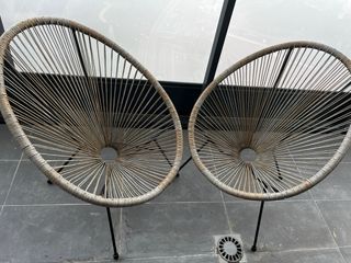 2 Sillas Huevo Terraza Mimbre Metal
