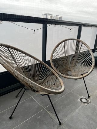 2 Sillas Huevo Terraza Mimbre Metal