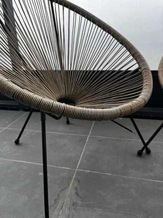 2 Sillas Huevo Terraza Mimbre Metal