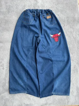 antalone Baggy JNCO Style Wide Leg Y2K Ricamato