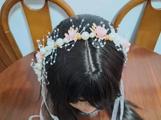 Diadema Niña Flores Perlas Ocasiones Especiales