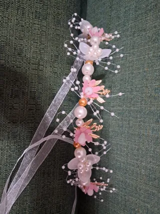 Diadema Niña Flores Perlas Ocasiones Especiales