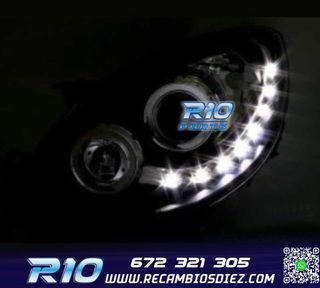 FAROS RENAULT TWINGO 07-11 LUZ DIURNA LED FONDO NEGRO