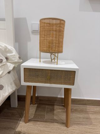 Conjunto Muebles Habitación Blanco y Ratán