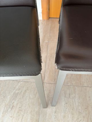 4 Sillas Comedor Piel Marrón