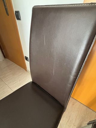 4 Sillas Comedor Piel Marrón