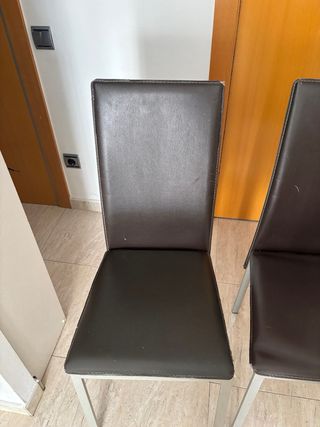 4 Sillas Comedor Piel Marrón