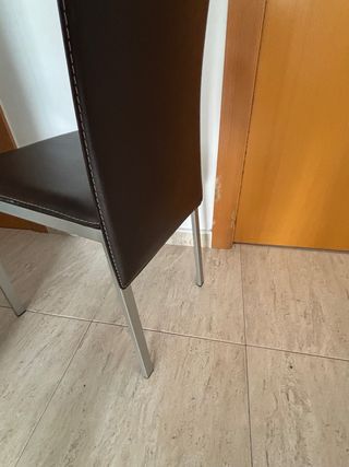 4 Sillas Comedor Piel Marrón